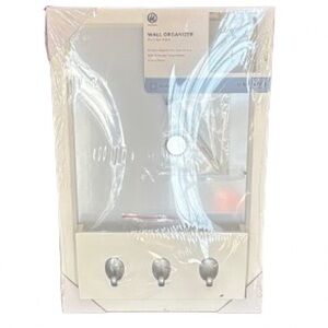 White magnetic dry erase Wall Organizer with Hooks NWT